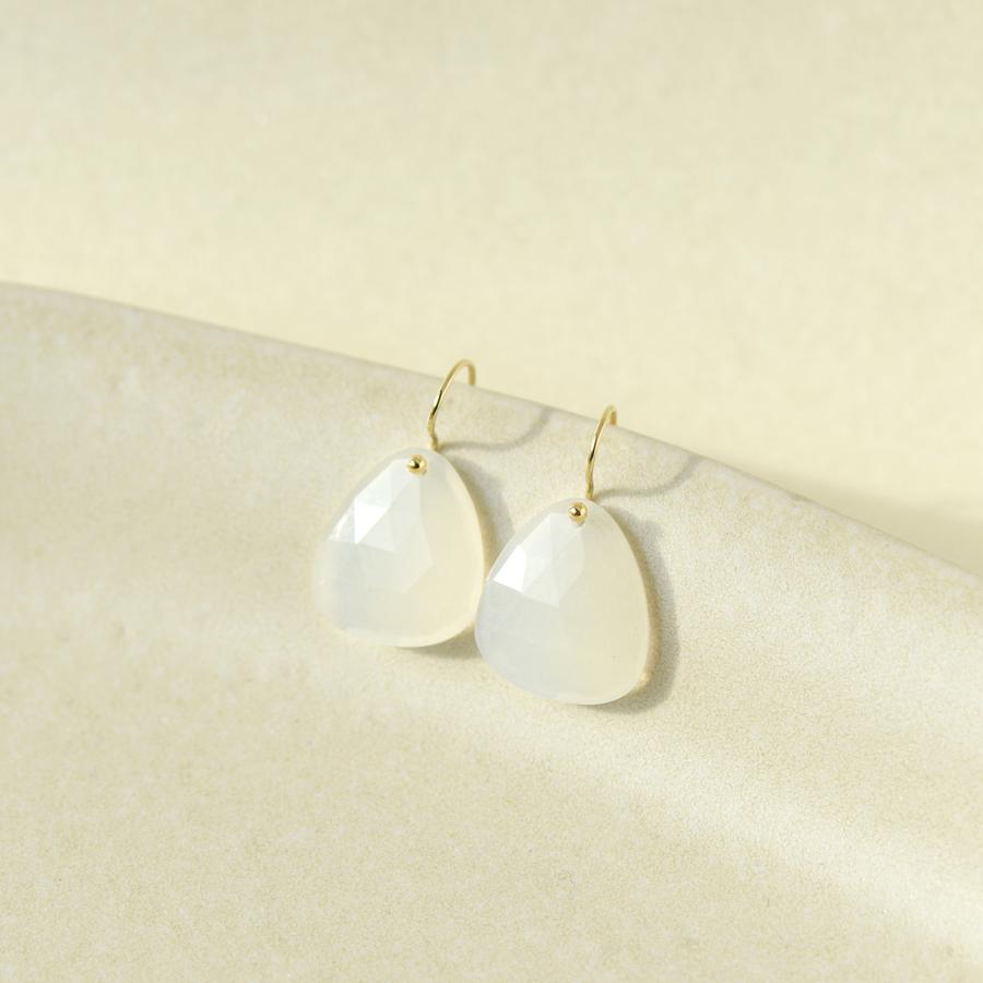 Trillium Drop Earrings - Moonstone YG | Magpie Jewellery