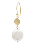 Hammered Disc Earring with Coin Pearl - Magpie Jewellery