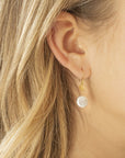 Hammered Disc Earring with Coin Pearl - Magpie Jewellery