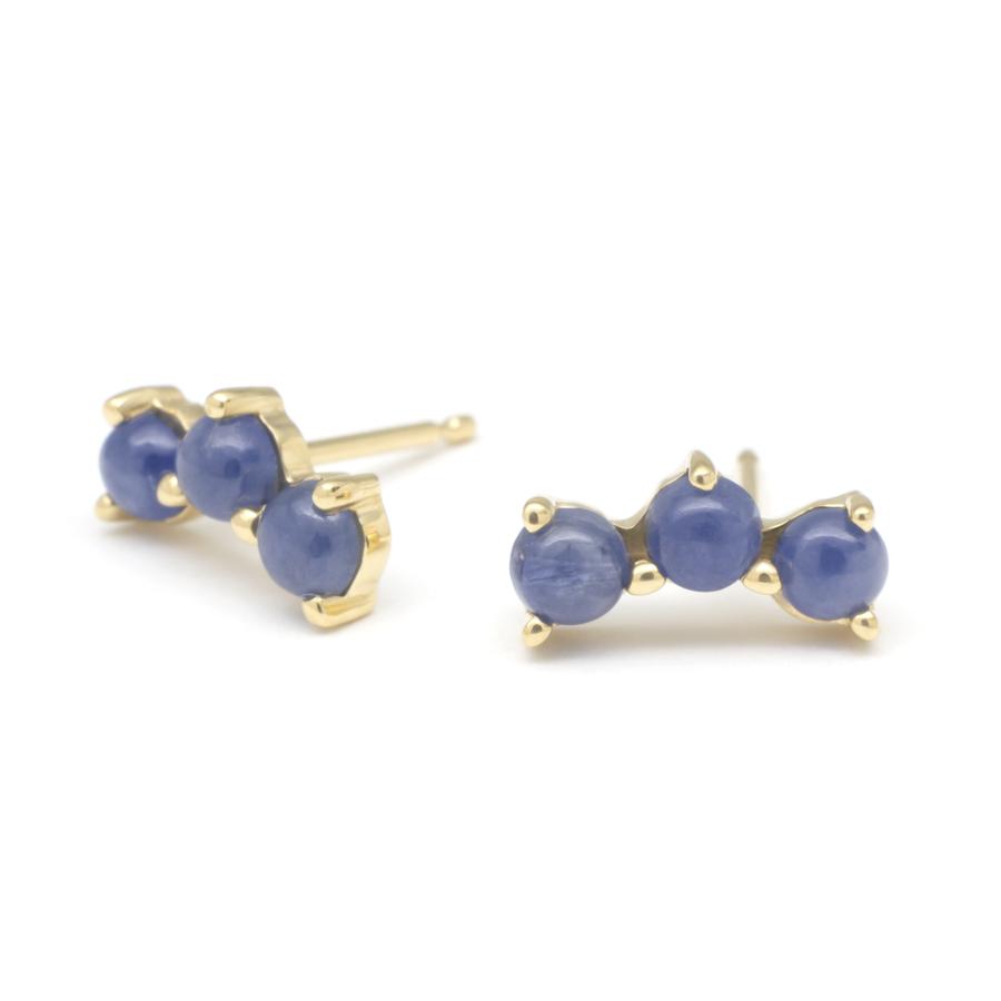 Gemstone Trio Climber Earrings - Blue Sapphire