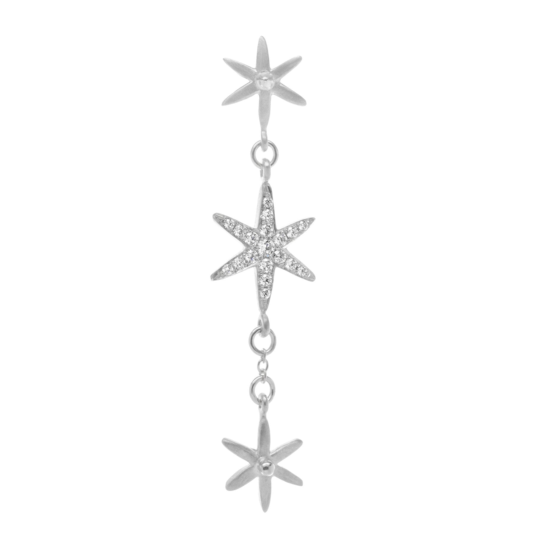 3 Star Diamond Pave Dangler Earring - Magpie Jewellery