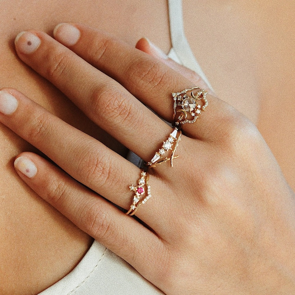 Rosecut Diamond Wandering Star Ring - Magpie Jewellery