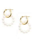 Mini Gold Hoop Pearl Circle Dangle Earrings | Magpie Jewellery