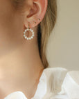 Mini Gold Hoop Pearl Circle Dangle Earrings - Magpie Jewellery