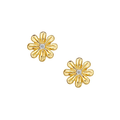 A pair of cheerful daisies casted in 14-karat solid gold with a precious Diamond in the center