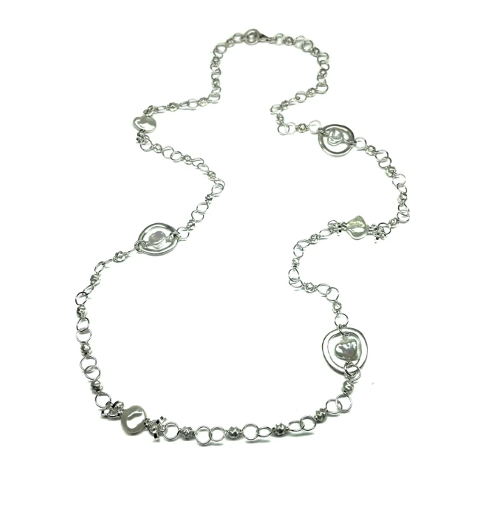 Gravelle Loop with Keshi Pearls Necklace - Magpie Jewellery