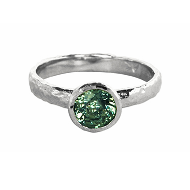 Green Sapphire Organic Solitaire