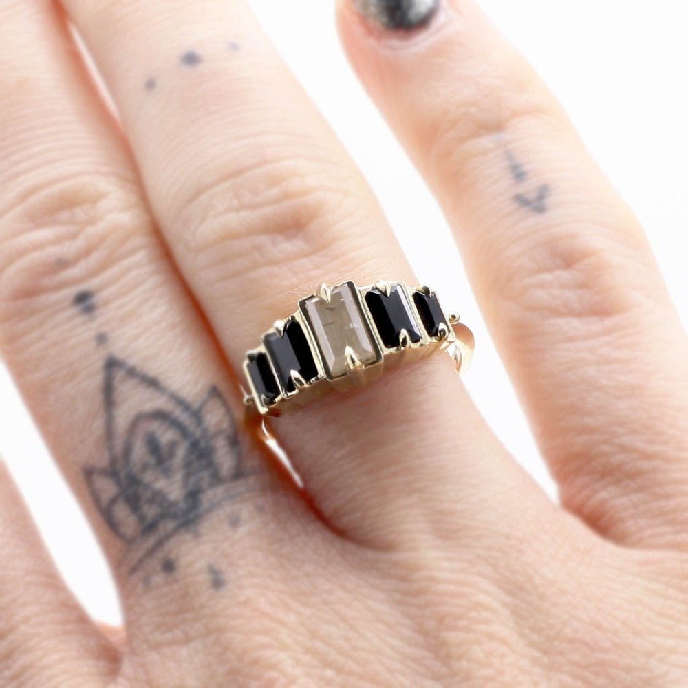 Nox Deco Step Ring - Magpie Jewellery