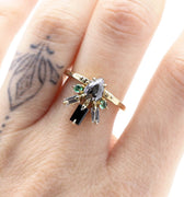 Reina Black Diamond Pear Ring - Magpie Jewellery