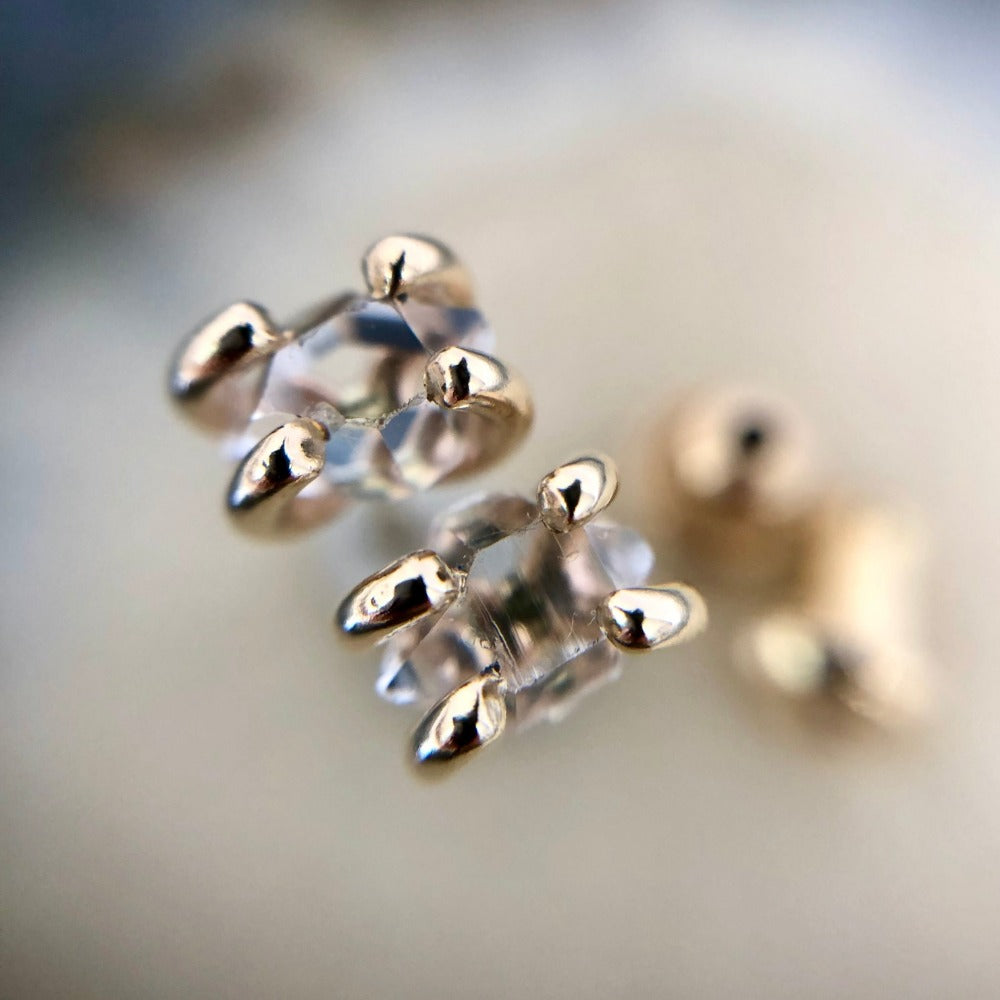 14k Raw Herkimer Diamond Studs - Magpie Jewellery