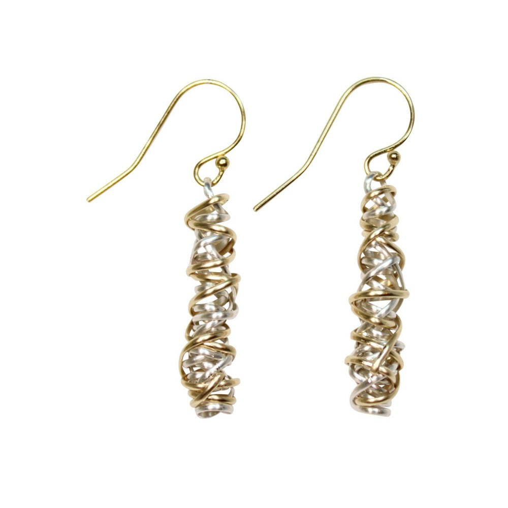 Twist Earring - Small | Magpie Jewellery | Mixed Metals on Yellow Gold Hooks