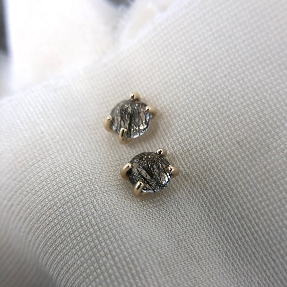 14k Tourmaline Quartz Studs - Magpie Jewellery