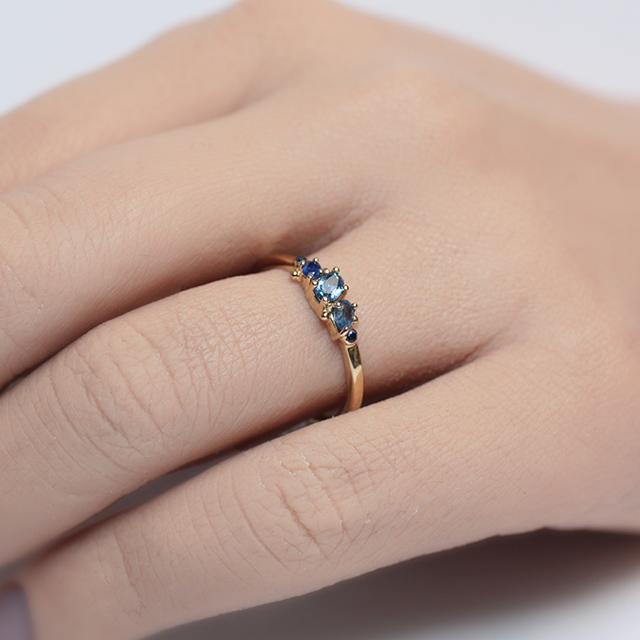 Blue Sapphire Cluster Ring