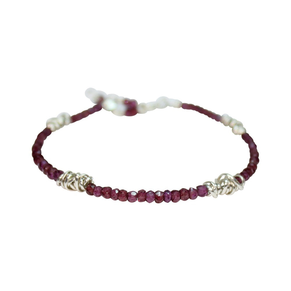 Silver Twist Stacking Bracelet | Magpie Jewellery | Garnet