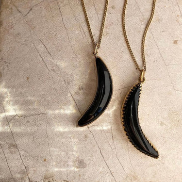 Crescent Onyx Moon - Magpie Jewellery