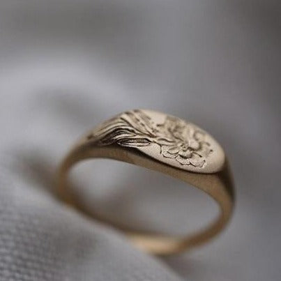 Engraved Floral Signet | Magpie Jewellery