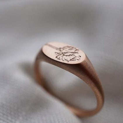 Engraved Floral Signet | Magpie Jewellery