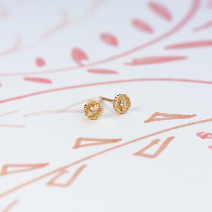 Ribbed Relic Rounded Studs - Magpie Jewellery