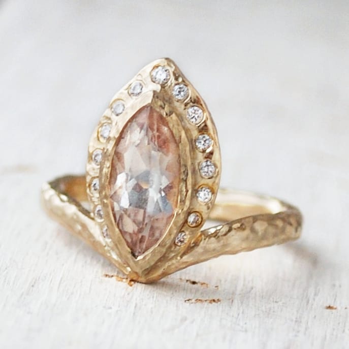 OOAK Marquise Halo Ring - Magpie Jewellery
