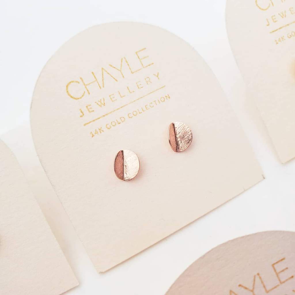 Eucalyptus Mini Studs 14k Gold - Magpie Jewellery