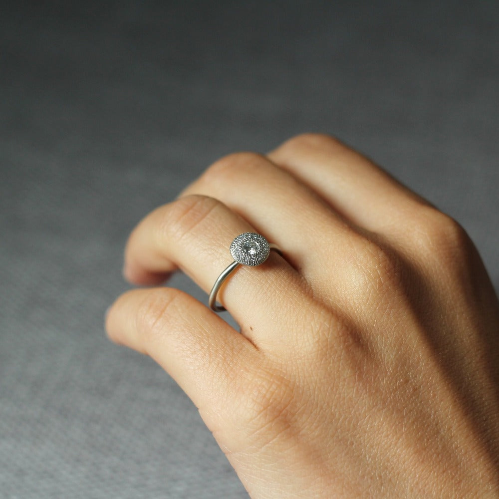 14k White Gold Jupiter Halo Solitaire| Magpie Jewellery