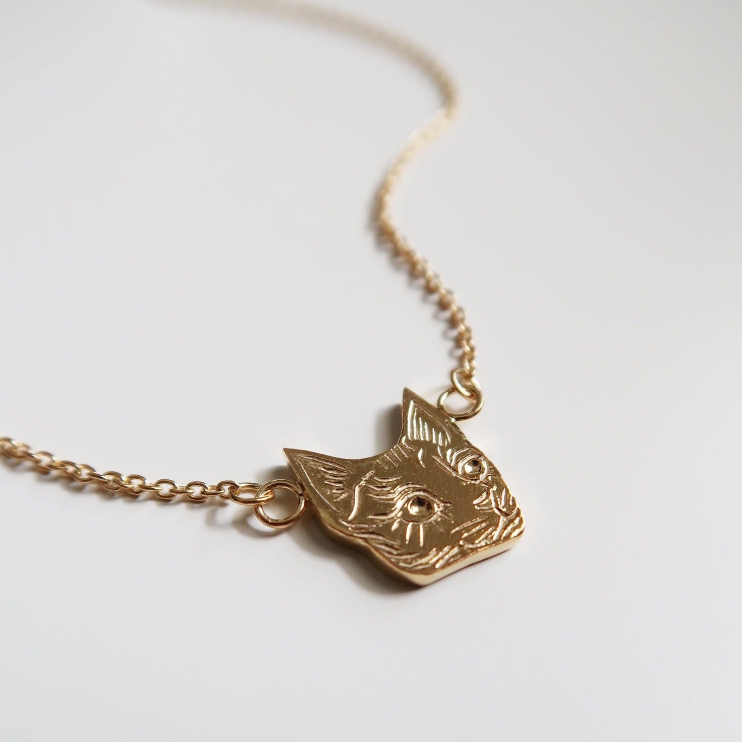 Tiny Cat Head Necklace - Magpie Jewellery