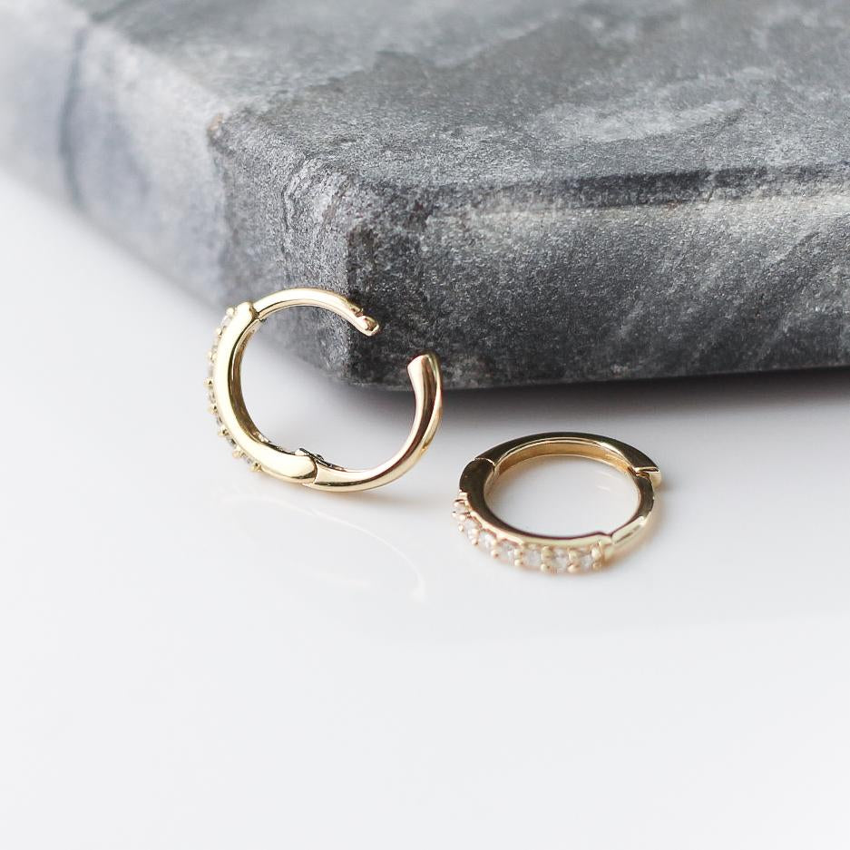 Gold Huggies with Diamonds - Magpie Jewellery