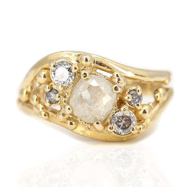 Rustic Diamond Wave Ring - Magpie Jewellery