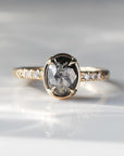 Black Swan Oval Salt & Pepper Diamond Ring - Magpie Jewellery