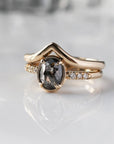 Black Swan Oval Salt & Pepper Diamond Ring - Magpie Jewellery