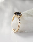 Black Swan Oval Salt & Pepper Diamond Ring - Magpie Jewellery