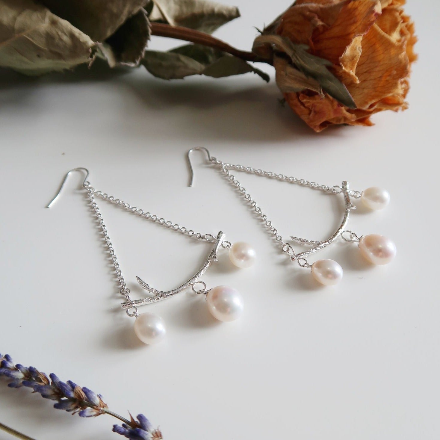 Branch Chandelier Earrings with Pearls - Magpie Jewellery