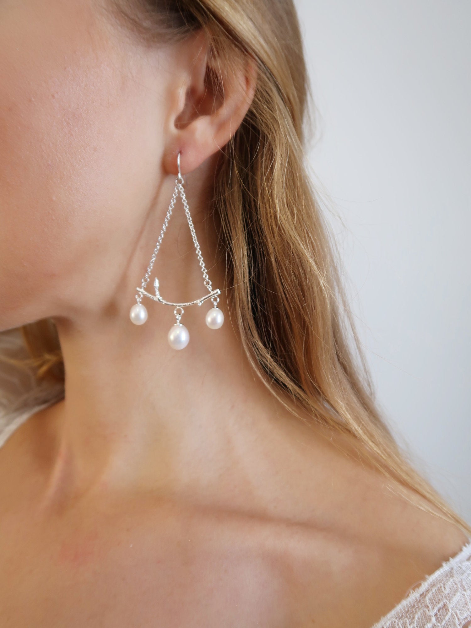 Branch Chandelier Earrings with Pearls - Magpie Jewellery