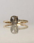  Yellow Gold Ring w/ .78ct Salt & Pepper Rose Cut Cushion Diamond