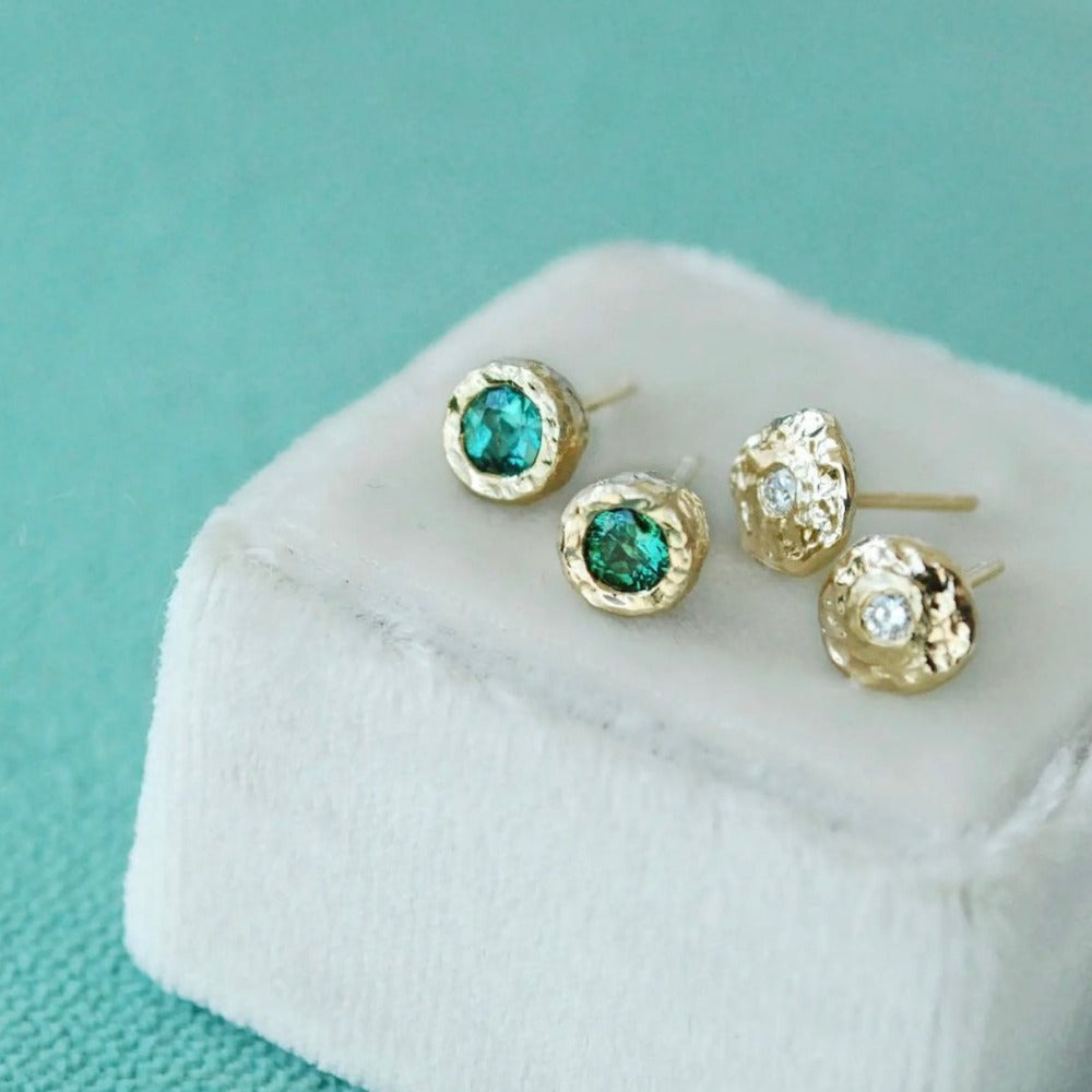 Teal Sapphire Studs - Magpie Jewellery