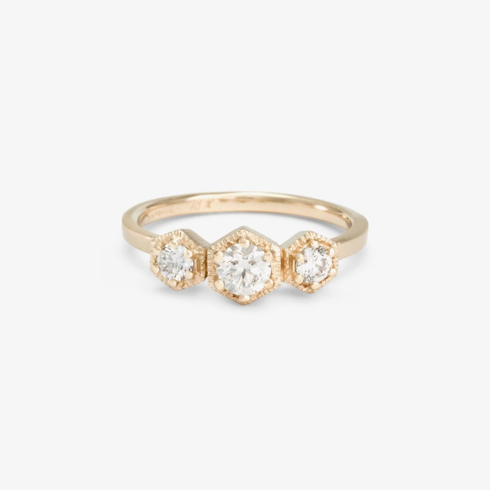 Triple Hexagon Diamond Ring | Magpie Jewellery
