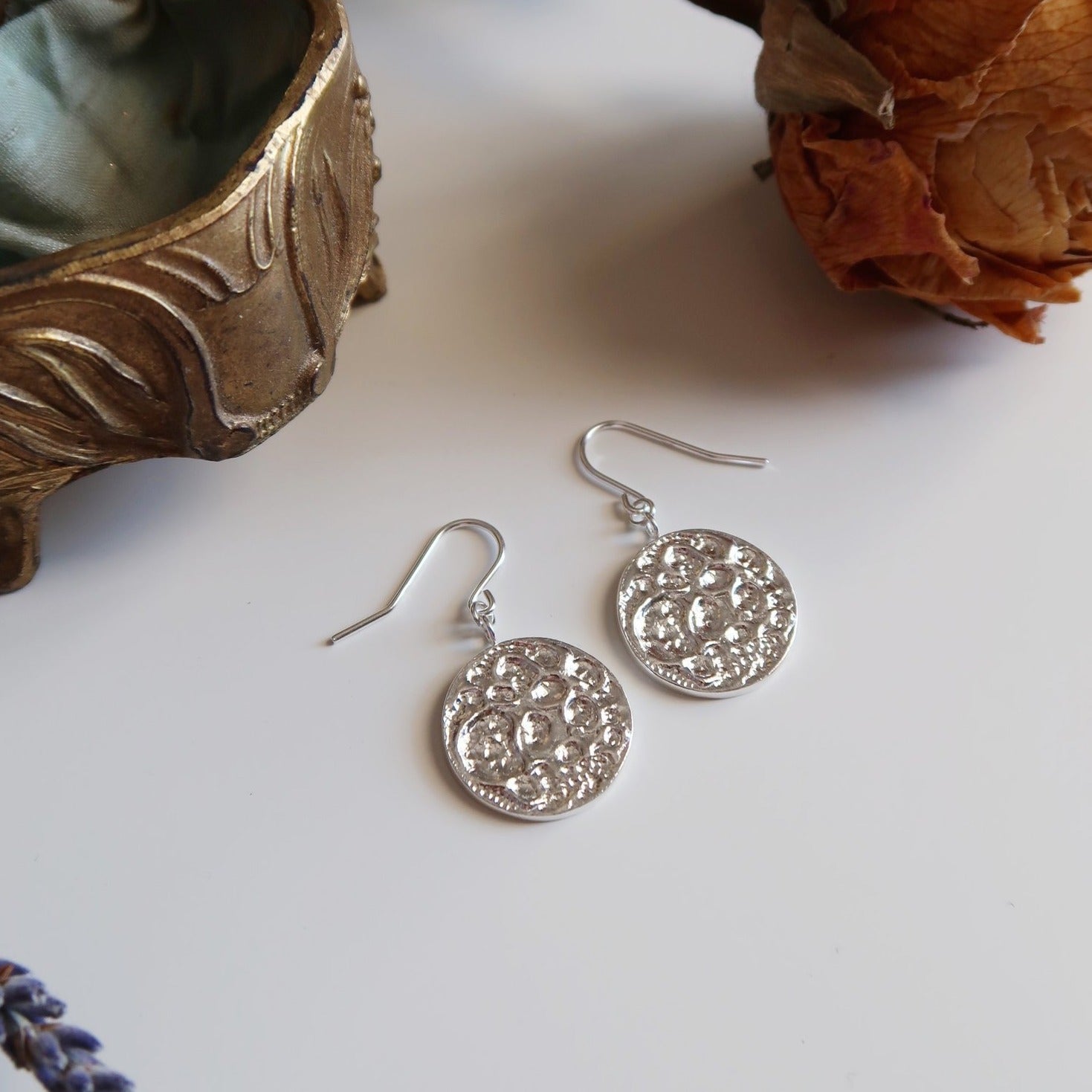 Textured Moon Earrings - Magpie Jewellery