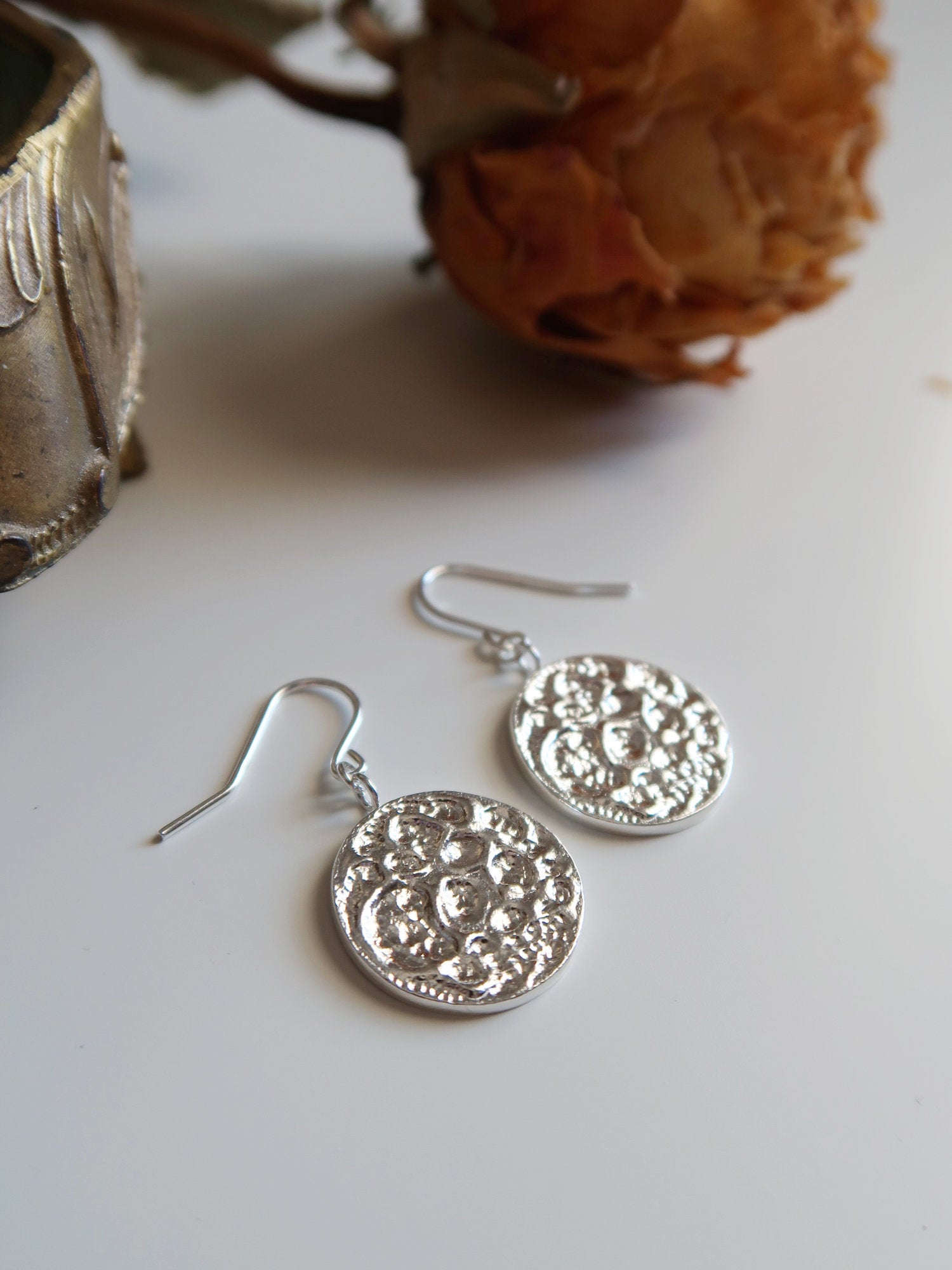 Textured Moon Earrings - Magpie Jewellery