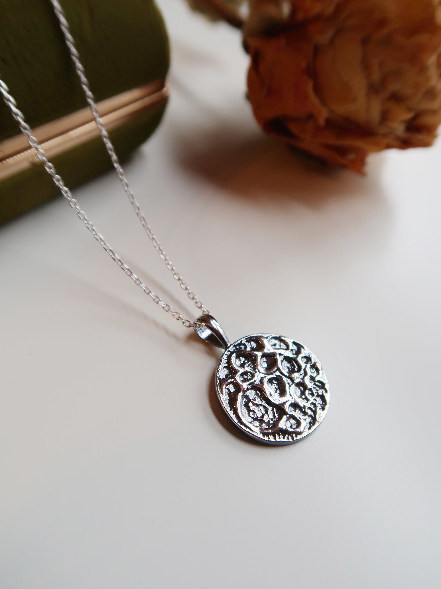 Textured Moon Necklace - Magpie Jewellery