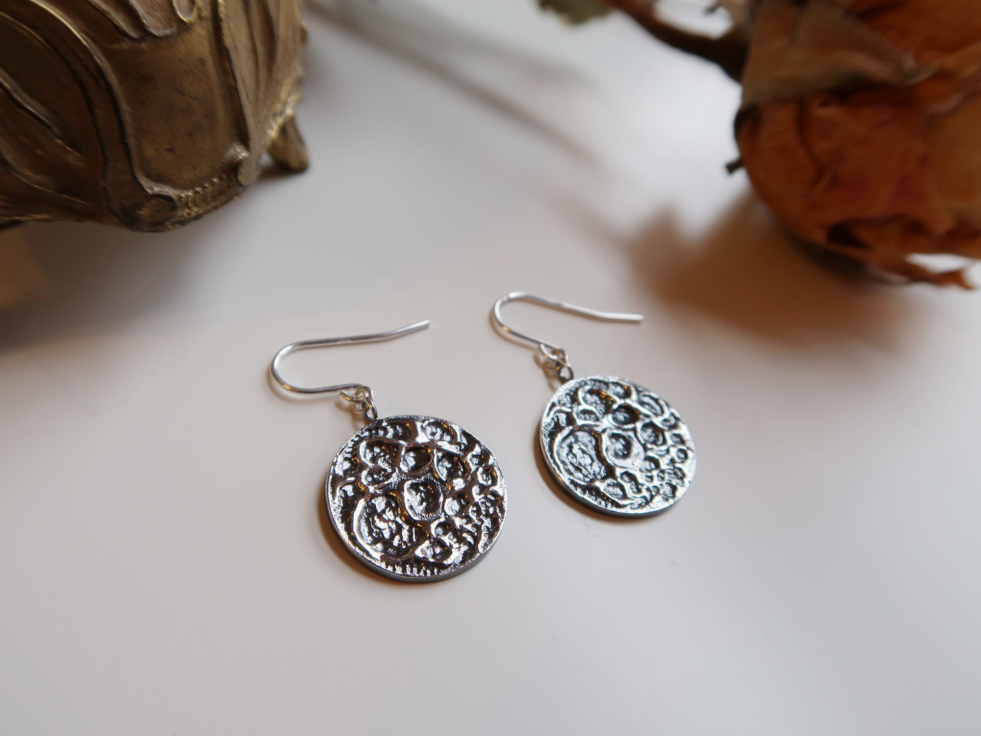 Textured Moon Earrings - Magpie Jewellery