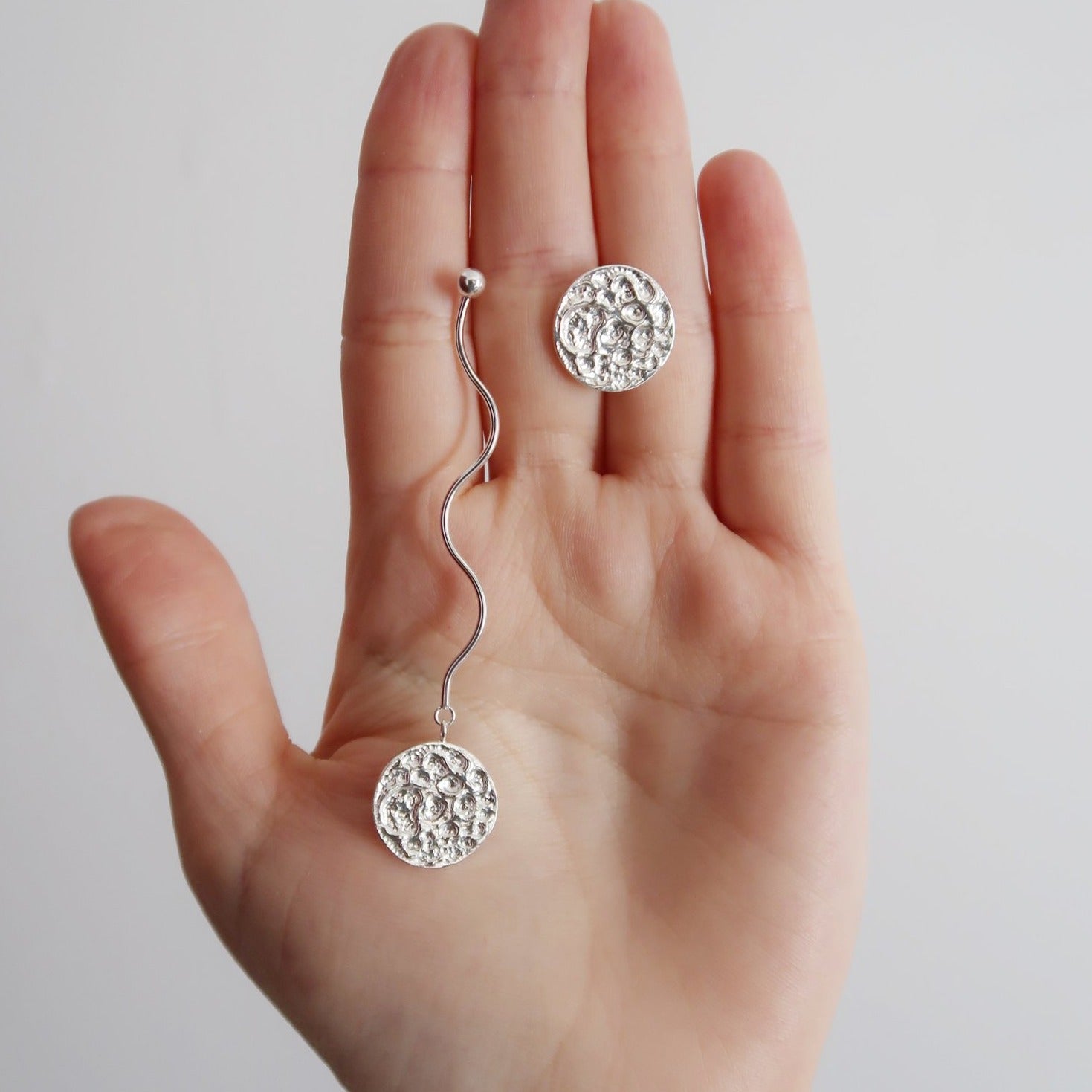Asymmetrical Moon Statement Earrings - Magpie Jewellery
