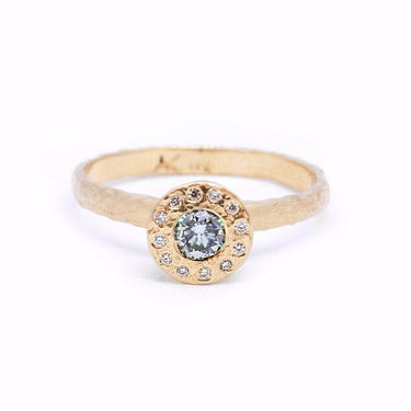 Little Halo Blue Diamond Ring - Magpie Jewellery