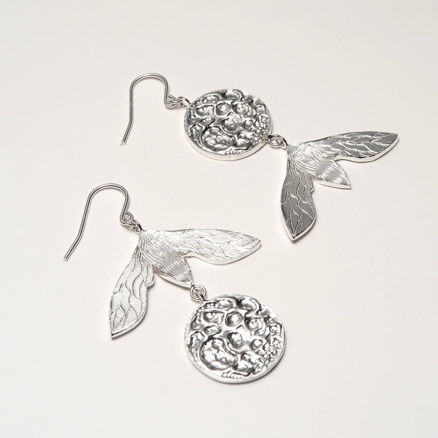 Dramatic Asymmetrical Moon Moth Earrings - Magpie Jewellery