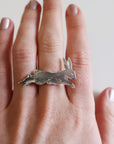 Leaping Rabbit Ring - Magpie Jewellery