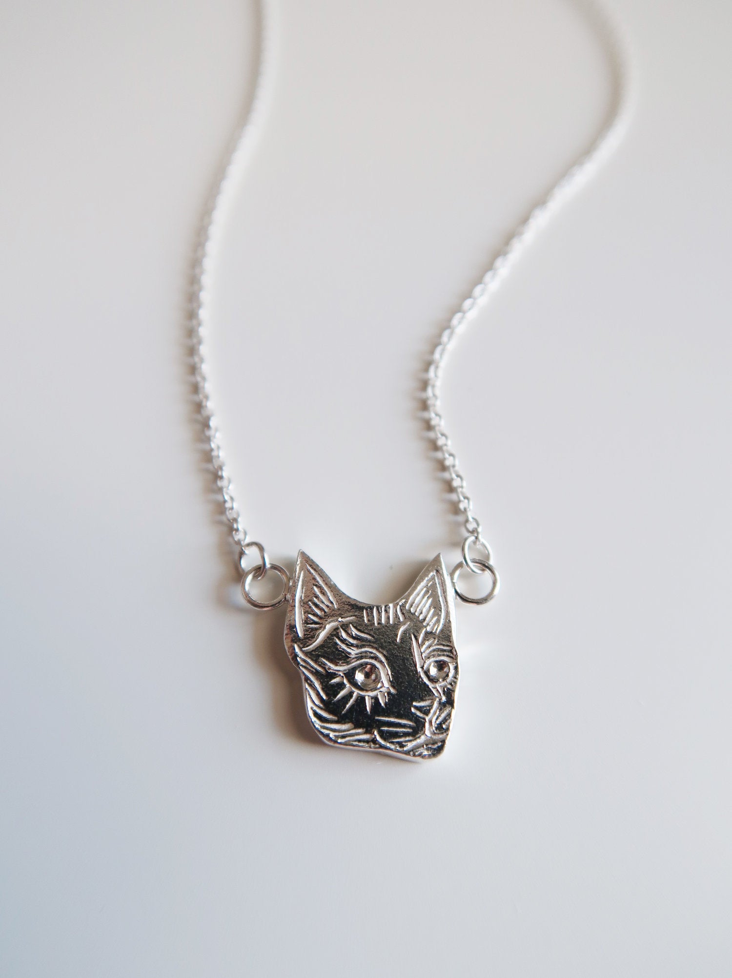 Tiny Cat Head Necklace - Magpie Jewellery