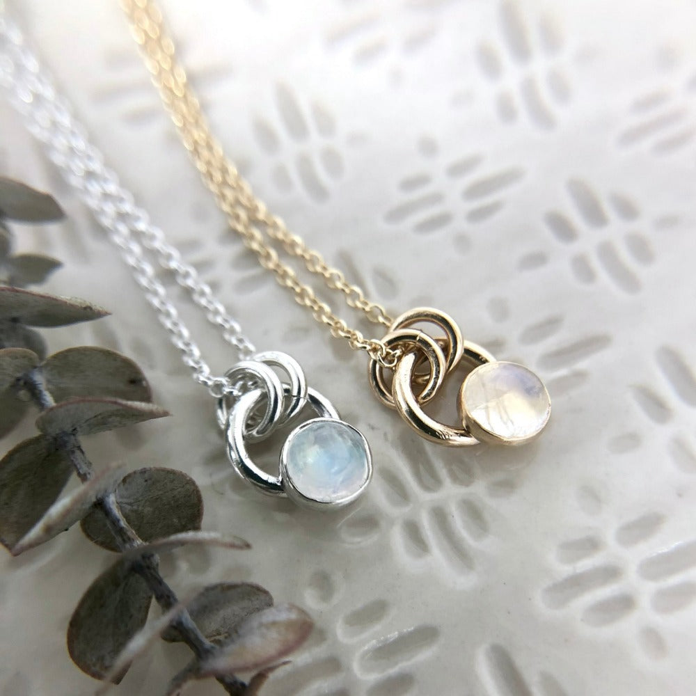 Crescent Moonstone Necklace - Magpie Jewellery