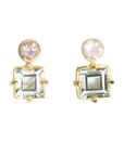 Isola Bella Gold Vermeil Green Amethyst & Rose Quartz Stud Earrings - Magpie Jewellery