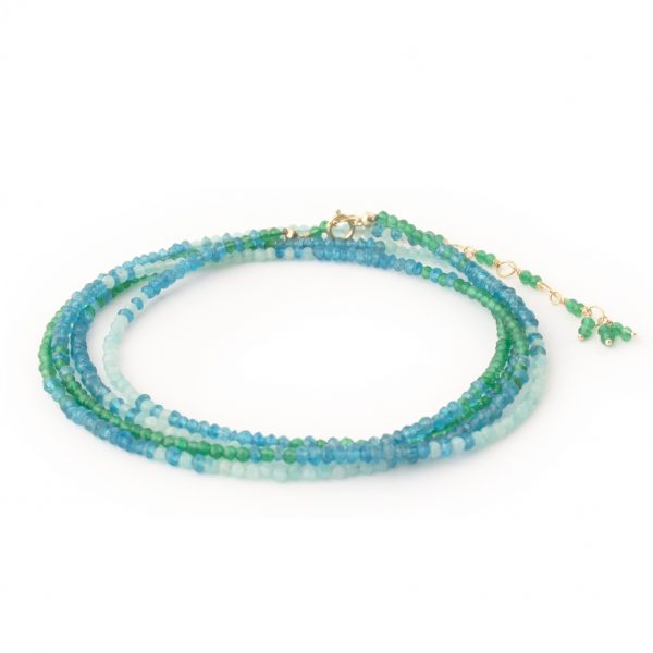 Green Onyx, Apatite &amp; Amazonite Ombre Wrap Bracelet - Magpie Jewellery
