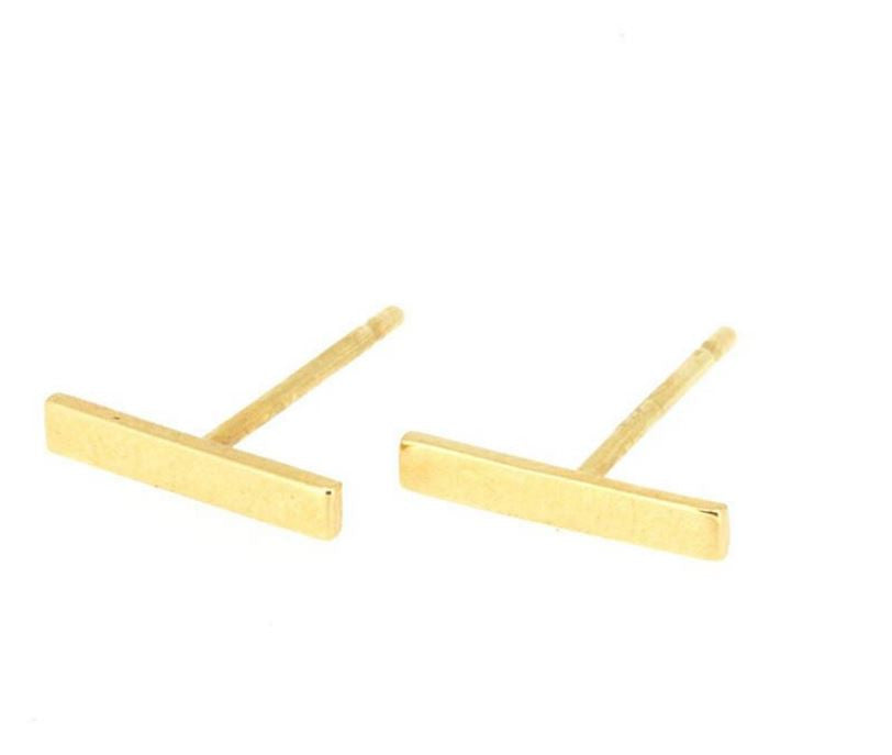 14k yellow gold Studs shaped as a small rectangle