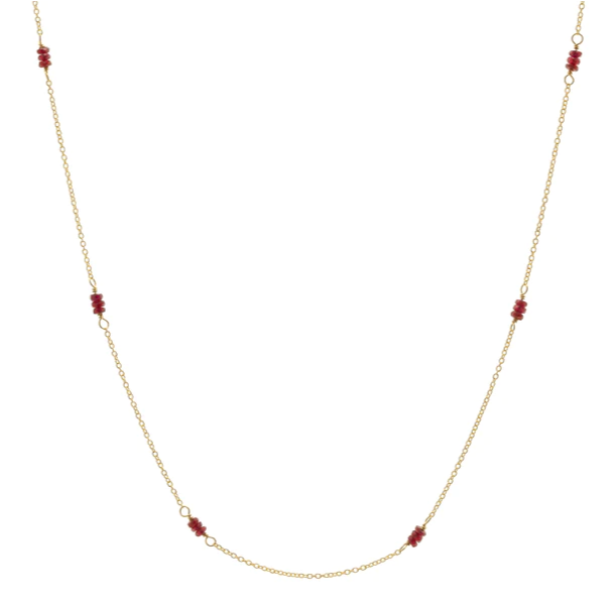 Luna Ruby Station Necklace - Magpie Jewellery